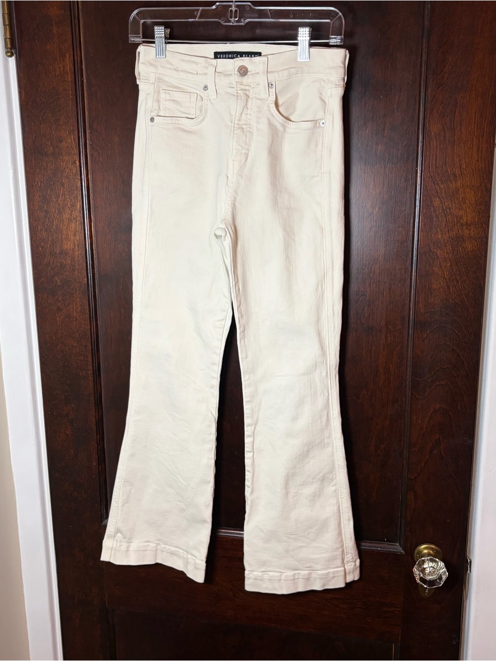 Veronica Beard Jeans Size 27 Ecru/White Carson High Rise Ankle Flare Denim